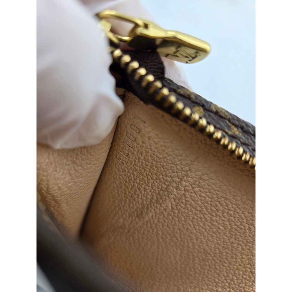 Louis Vuitton Monogram Pouch Brown Coated Canvas Zip Clutch Made in France - Picture 8 of 10